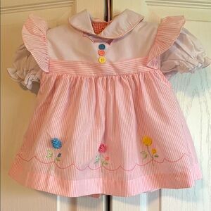 Vintage Baby Dress Pinafore Dress Flowers Puff Sleeves